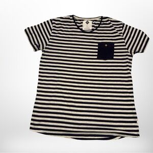 Cotton On Navy and White Striped Tee with Pocket